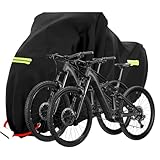 Winddichtes Design: Das untere ende der fahrrad abdeckplane outdoor hat ein Stretch-Design. Bei schlechtem Wetter können Sie das Zugseil an der Unterseite der Fahrradabdeckung festziehen, damit es sich besser an den Körper anpasst und nicht leicht weggeblasen wird.