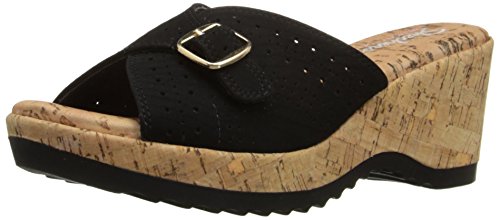 Skechers Cali Women's Bohemias Wedge Sandal,Black,8 M US