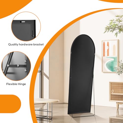 Arched Mirror Full Length, Upgraded 16\"x59\" Body Wall Mirrors with Shatter-Proof Glass, Floor Standing, Hanging or Leaning, Tall Arch Mirror with Stand Aluminum Alloy Frame for Bedroom Cloakroom