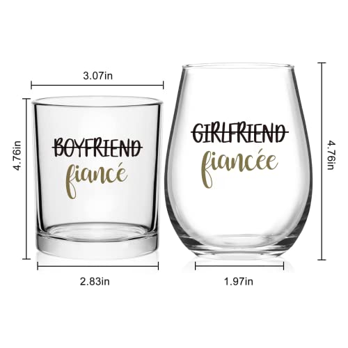 Dazlute Engagement Gifts For Couples, Boyfriend And Girlfriend Wine And Whiskey Glass Gifts Set，Wedding Gifts Valentine’s Day Gifts Bridal Shower Gifts For Mr Mrs Him Her Bride Groom Fiance Fiancee #TOP6