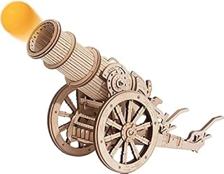 RoWood 3D Wooden Puzzles Wheeled Cannon, Wooden Construction Building Model Kits for Adults to Build