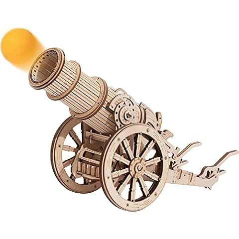 RoWood 3D Wooden Puzzles Wheeled Cannon, Wooden Construction Building Model Kits for Adults to Build Cover