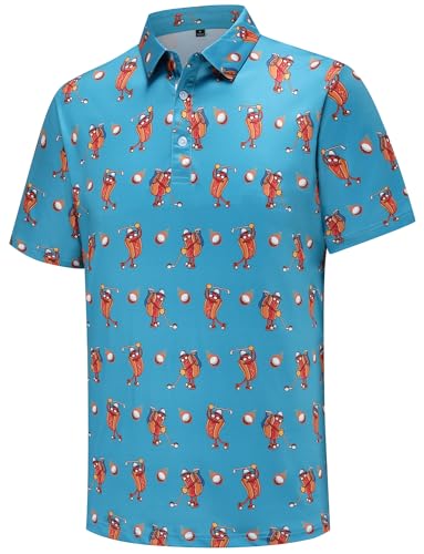 Playeah Men's Golf Polo Shirts Short Sleeve Performance Moisture Wicking Quick Dry Golf Shirts for Men
