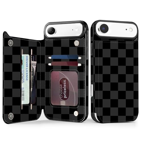 Étui portefeuille iPhone 17 Air en cuir synthétique chic à double fermoir