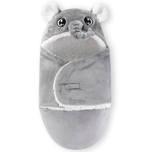 UieaMsio Sac de Couchage d'hiver pour bébé, 1 Couverture d'emmaillotage pour bébé, nid de bébé épais et Confortable, Sac de Couchage Chaud, adapté aux bébés Filles et garçons de 0 à 6 Mois (Gris)