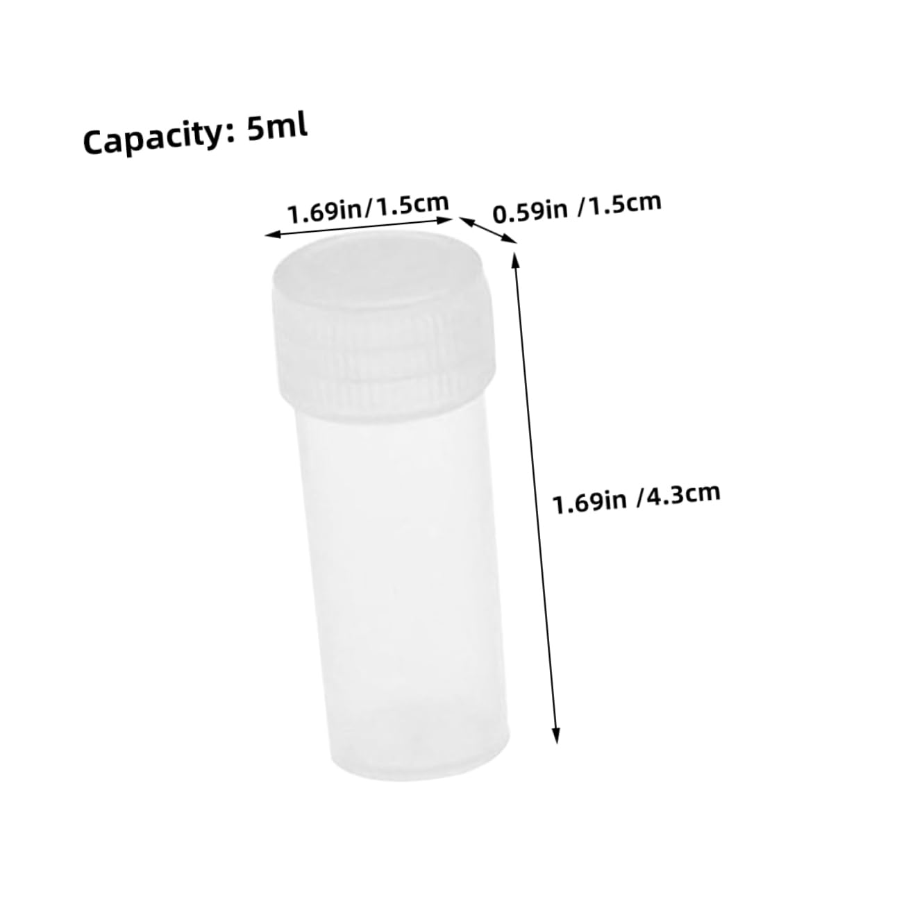 NAMOARLY Lab Test Tube Bottles Set 5ml Plastic Dispensing Bottles Caps Leakproof Medication Storage