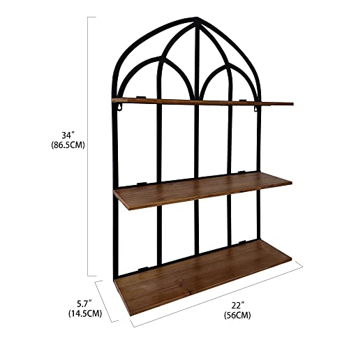 Dwellington Wood And Metal Arch Wall Shelf, Decorative Foldable Wall Mounted Floating Shelves For Living Room, Bathroom, Kitchen #TOP4