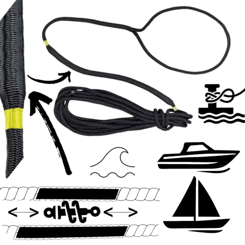 F26 Boot Festmacherleine mit Ruckdämpfer, 12 mm x 8 m, Schwarz