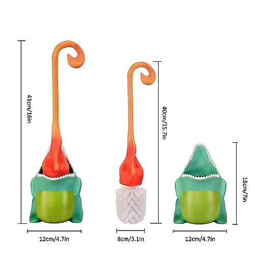 Image of Creative Dinosaur Toilet Brush, Toilet Bowl Brush and Holder, Flexible Toilet Bowl Brush Head, Bathroom DinosaurToilet Bowl Brush for Deeply Cleaning,Cute Bathroom Accessories (Green)
