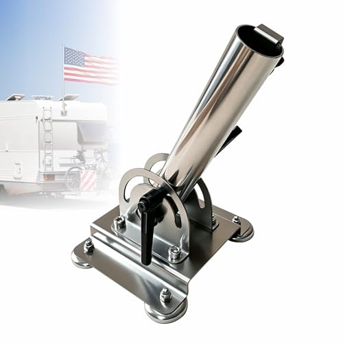 Magnetic Flag Pole Holder Stainless Steel 180 Adjustable No Drill for RV