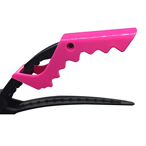 BEINY 6PCS Plastic Crocodile Hair Styling Clips with Non Slip Grip - Double Colored Barrettes for Thick Hair - Salon Sectioning Alligator Clips - DIY Accessories Hairpins for Women Girls (Rose Red) — view 6