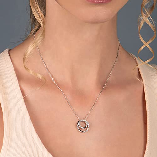 Jewelili Sterling Silver Natural White Round Diamonds Pendant Necklace, 18" Rolo Chain #TOP5