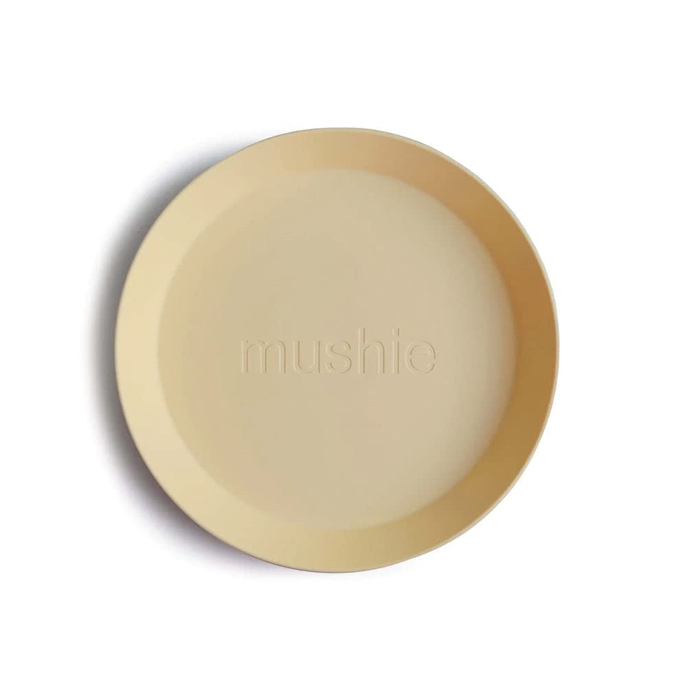 mushie Round Dinnerware Plates for Kids | Made in Denmark, Set of 2 (Daffodil)