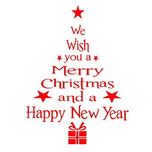 Preisvergleich Produktbild BRAVOSOLEIL Weihnachtsbaum Fensterbilder Aufkleber Weihnachtsgrüße Wand-Aufkleber Weihnachtsfeiertags-Winter-Magie Weiß-Dekorationen Ornamente Party Supplies Red 1set