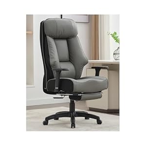 Big and Tall Office Chair 400lbs, Executive Office Chair with Foot Rest, High Back Office Chair with Back Support, Oversized Office Chair for Heavy People, Leather Office Chair Dark Gray