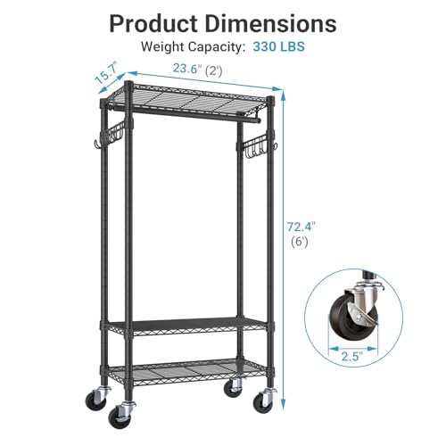 Image of VIPEK R3 Medium Rolling Clothing Rack for Hanging Clothes Portable Closet