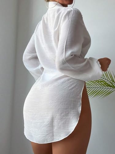 Cubierta de bikini holgada para mujer talla L blusón transparente de playa 2
