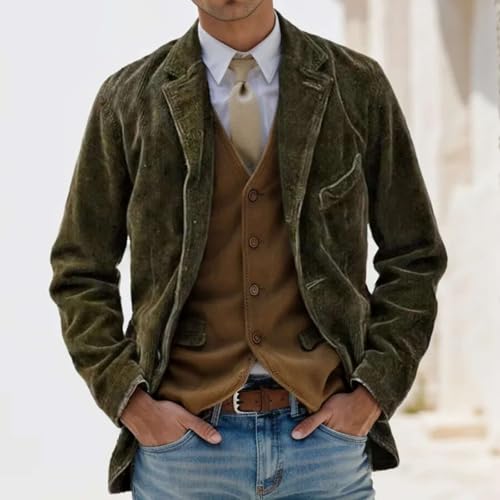 Mens Casual Blazer Vintage Notched Collar Suit Jacket Slim Lightweight Sport Coats Blazer with Pocket4