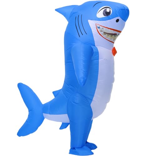 ZISUEX Inflatable Shark Costume Adults Blue Inflatable Costume Shark Blow Up Suit Animal Halloween Suit Fancy Party Dress up