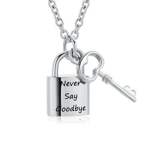 Collier funéraire pour cendres en acier inoxydable unisexe avec pendentif cadenas