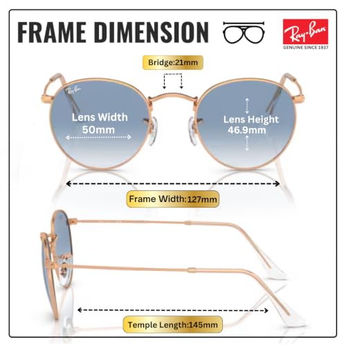 Image of Ray-Ban RB3447 ROUND METAL Round Shaped Sunglasses for Men with Official RAYBAN Eyewear Kit