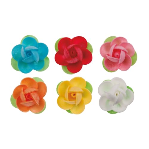 dekora - Fiori commestibili per torte Ø 4cm, Decorazioni di cialda in 6 colori - fiori per torte commestibili, Senza glutine, senza lattosio e senza vegani - 80 pezzi