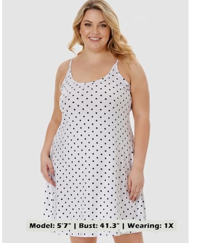 Image of 7th Element Women's Plus Size Slip Dress, Spaghetti Strap Summer Cami Sundress & Nightgown, Under Dresses & Beach Cover-up