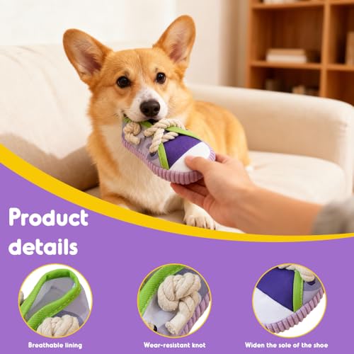 Nzkeuf Juguetes para Perros, 2 Piezas de Juguetes Perros Pequeños con Forma de Zapato, Suave y Chirriante Juguete Interactivo para Perro Pequeño, Cachorros - imagen 3