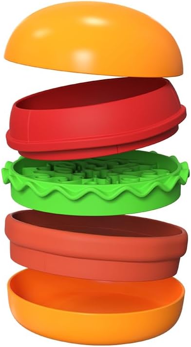 Multiple Use Pet Feeding Set, Cute Hamburger-Shaped, 5 Stackable Bowls for Small Dogs and Cats, Anti-Choking Slow Food Feeder, Raised Bowls, Travel Cat Bowls thumbnail