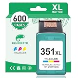 COLORETTO 351XL Cartouche pour HP 351 XL PhotoSmart C4280 C4380 C4480 C4580 C5280 C4472 C4390 C4200 C4500 C4270 C5280 DeskJet D4260 D4360 D4280 OfficeJet J5780 4205 Cartouche encre pour HP 351 Couleur