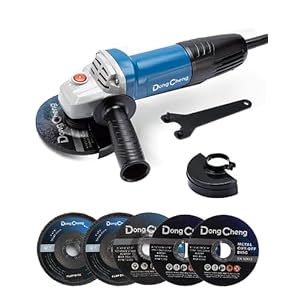 DongCheng Angle Grinder 4-1/2 inch 6.7-Amp Paddle Switch Cut off Tool 11800RPM Electric Grinder Power Tools with Cutting & Grinding Wheels, Flap Discs, Auxiliary Handle for Wood Metal & Rust Removal
