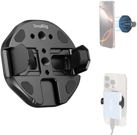 SmallRig SSD Magnetic Phone Mount Bracket SSD Holder with Magsafe, 45-70mm（1.77''-2.76'' Wide Clamping, 1/4"-20 Threads and Cold Shoe, for Samsung T3/T5, for SanDisk, for Crucial, for iPhone - 5157