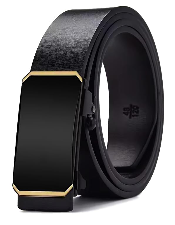 Image of NAPA HIDE Men's Auto Lock Vegan Leather Belt | Stylish Adjustable Buckle Belt for Formal & Casual Wear I Fits upto 40 Inches Waist size