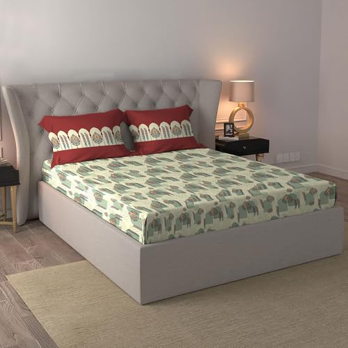 Image of MYTRIDENT Celebration Bedsheet Gifting Collection Double Size - Ruhani Orange