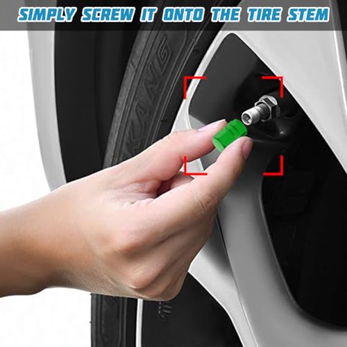 Image of Osilly Car Tire Stem Valve Caps, 8 PCS Aluminum Alloy Valve Stem Covers, Leak-Proof Tire Cap Cover Accessories, Hexgon Style Wheel Air Valve Caps for SUV Car Bike (Green)