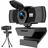 Full HD 1080P Webcam with Dual Microphones & Privacy Cover for PC, Desktop, Laptop, Plug&Play USB Computer Camera with Auto Light Correction for Zoom/Teams/Skype, Conferencing and Live Streaming