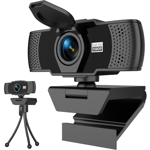 Full HD 1080P Webcam Dual Microphones & Privacy Cover for