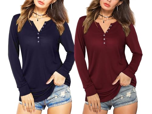 Image of Women's Regular Fit Pure Cotton Top - Elegant V-Neck with Mandarin Collar, Button-Front Design, Full Sleeves, Soft & Breathable Fabric for Stylish Casual Wear