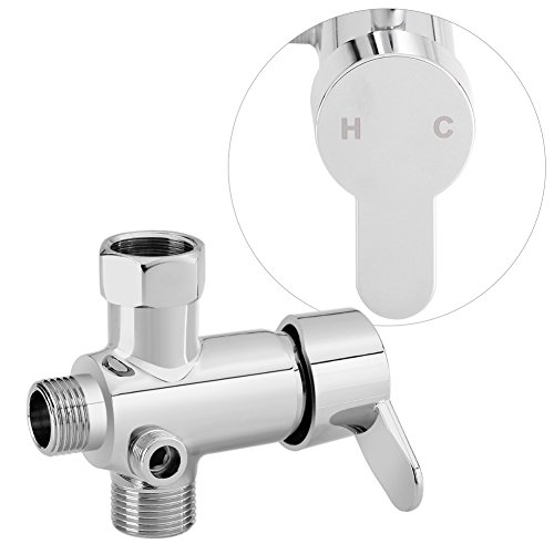 Toilet Bidet Diverter, Hot/Cold Water Diverter Valve Brass Plating Flexible Hose Kit with T Shape Adapter Shower System Component Replacement Part