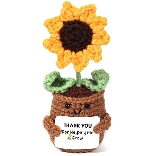 AICase Sunflower Figurine Crochet Handmade Teacher Appreciation Thank You Gifts for Teacher/Coworker/Mom/Dad Graduation Gifts Funny Positive Emotional Support Nuggets