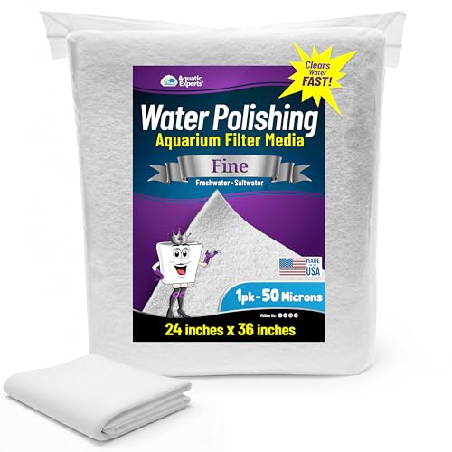 Aquatic Experts Aquarium Polishing Filter Pad, Water Polishing Pad for Aquarium Filters, Filter Floss for Fish Tank Filters, (50 Micron, 24" x 36" - 1 Pack)