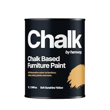 Hemway - Chalk Based Furniture Paint - Soft Sunshine Yellow 1 L | Chalky Matt Shabby Chic Finish for Interior & Exterior Home Decor | Quick Dry & All-in-one
