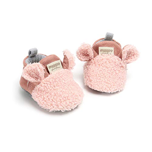 Pantufas de bebê para pré-andar, tênis de lã para meninos e meninas, rosa, 6-12 Meses