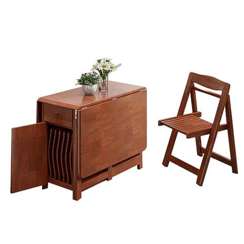 Juego de mesa de comedor plegable para 4 personas, ahorro de espacio con ruedas giratorias, mesa convertible para comedor, incluye 4 sillas