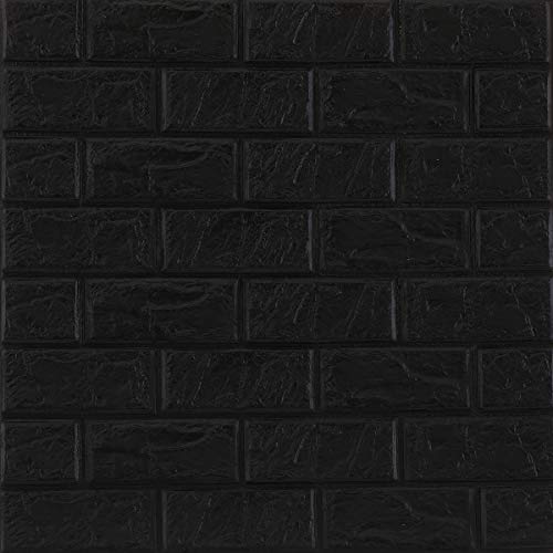 10 pcs Self-Adhesive 3D Brick Wallpaper Peel and Stick Tile Faux Foam Brick Wall Panels for Bathroom, Kitchen, Living Room Home Decoration (2 by 2 sq per pcs), Black