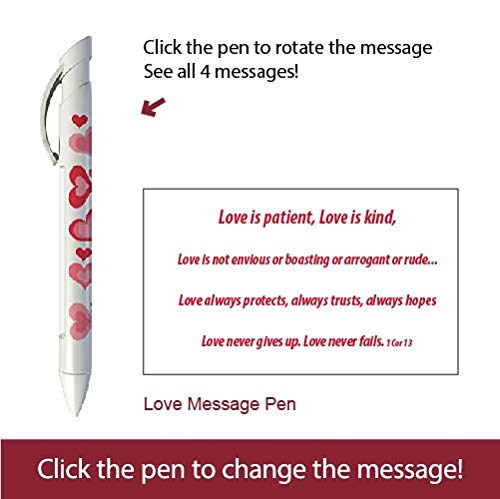 Greeting Pen Love Pens- Red True Love/Red Hearts/Kiss Rotating Message Trio 6 Pen Set 36569 #TOP7