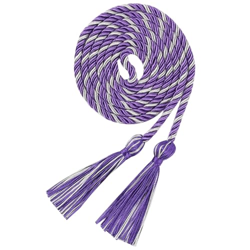 Image of Graduation Honor Cord 68 inch Grad Braided Honor Cords with Tassel Honor Rope Grad Cords for Graduation Students Bachelor Master Doctoral Gown Grad Decor (Purple and Silver)
