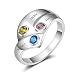 Produktbild DaMei Ringe Damen Personalisierte 925 Silber Ring mit 3 Name Gravur & Simulierte Geburtsstein Schmuck Silber Ring Damenring Geschenk für Mutter Tochter Freundschaftsringe Verlobungsring (54 (17.2))