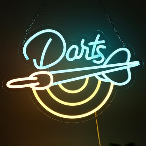 Image of Darts Neon Sign LED Neon Lights for Bar Wall Decor, Game Room, Pub, Sports Bar, Man Cave Party Decoration, Dartboard Neon Light Sign Gift for Players and Friends