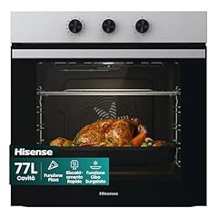 Hisense BI61111AX Forno Multifunzione Termoventilato, Cavità XXL 77L, 12 Funzioni, Pulizia Acqua Clean, Classe A, Timer di Fine Cottura, Preriscaldamento Rapido, Funzione Pizza 300 °C, Cottura AirFry